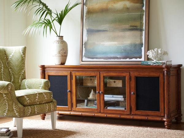 Lexington Tommy Bahama Home Blake Island Media Console - Sophisticated Caribbean Design With Adjustable Shelves And Ventilation Plantation  531-908
