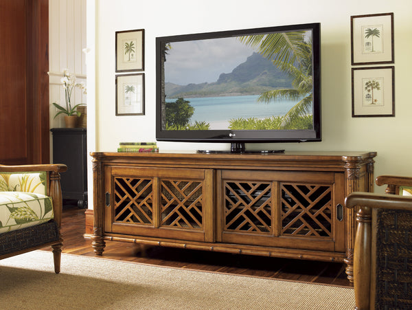 Lexington Tommy Bahama Home Nevis Media Console - Elegant Caribbean Design With Woven Abaca, Adjustable Shelves & Stylish Storage Plantation  531-909