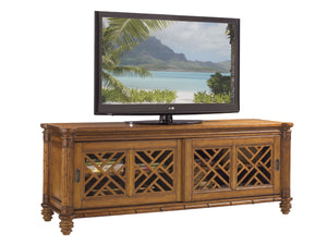Lexington Tommy Bahama Home Nevis Media Console - Elegant Caribbean Design With Woven Abaca, Adjustable Shelves & Stylish Storage Plantation  531-909