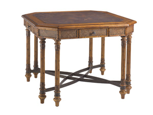 Lexington Tommy Bahama Home Samba Game Table - Elegant Caribbean Design With Cracked Cocoa Shell Top And Woven Rattan Drawers Plantation  531-931