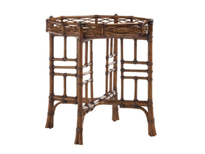 Lexington Tommy Bahama Home Key Largo End Table - Sophisticated Island Living With Woven Rattan, Leather Accents & Cracked Shell Top Plantation  531-941