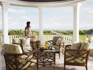 Lexington Tommy Bahama Home Key Largo Cocktail Table - Elegant Glass Top With Woven Rattan Base For Sophisticated Island Living Plantation  531-947c