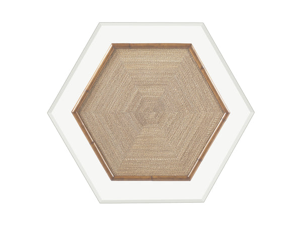 Lexington Tommy Bahama Home Key Largo Cocktail Table - Elegant Glass Top With Woven Rattan Base For Sophisticated Island Living Plantation  531-947c