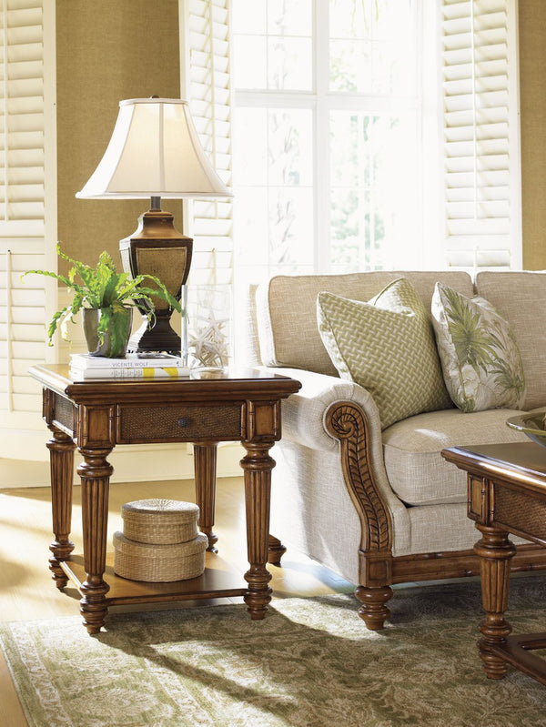 Lexington Tommy Bahama Home Boca End Table - Exquisite Tropical Design With Woven Rattan And Natural Materials For Island Living Plantation  531-952