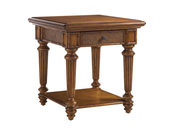 Lexington Tommy Bahama Home Boca End Table - Exquisite Tropical Design With Woven Rattan And Natural Materials For Island Living Plantation  531-952