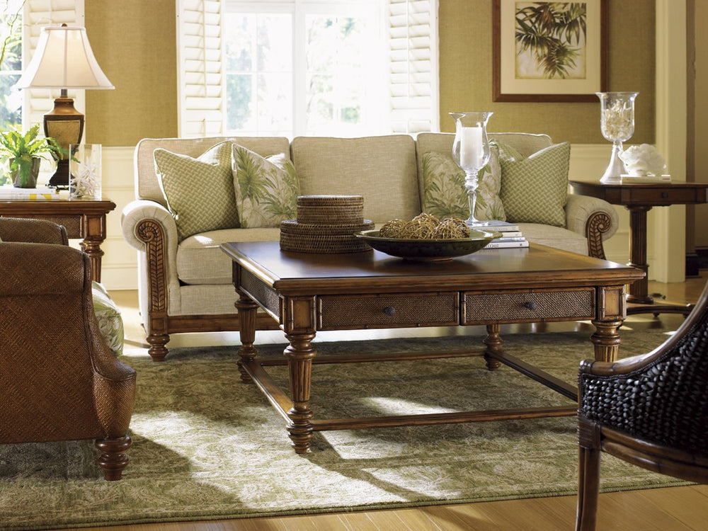 Lexington Tommy Bahama Home Boca Cocktail Table - Elegant Island Estate Design With Woven Rattan And Rich Natural Materials Plantation  531-953