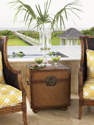 Lexington Tommy Bahama Home East Cove Trunk - Sophisticated Island Style Storage With Woven Abaca, Leather Strapping & Unique Design Plantation  531-955
