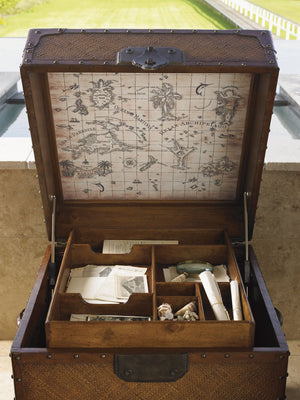 Lexington Tommy Bahama Home East Cove Trunk - Sophisticated Island Style Storage With Woven Abaca, Leather Strapping & Unique Design Plantation  531-955