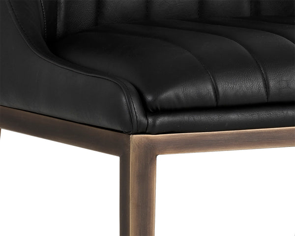 Sunpan Halden Dining Chair Set of 2 – Urban Style with Bold Stitching and Rustic Bronze Steel Frame Vintage Black