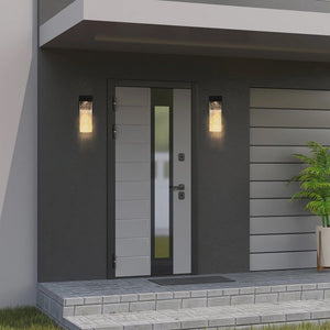 English Elm 2-pack Outdoor Led Wall Sconces Bubble Crystal Aluminum Dusk to Dawn Porch Lights W2312P415986