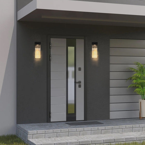 English Elm 2-pack Outdoor Led Wall Sconces Bubble Crystal Aluminum Dusk to Dawn Porch Lights W2312P415986
