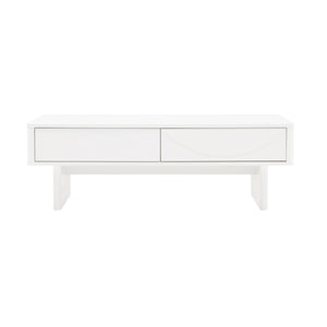 English Elm Ella 47" Coffee Table with Full-Extension Drawers, Open Shelf & Rounded Edges for Modern Living White B365S00062