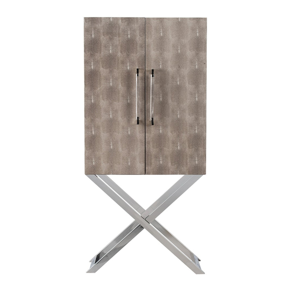 English Elm 27.6x13.8x59.1" Tall Freestanding Storage Cabinet with Patterned Flannel and Metal Pulls W2078P180418