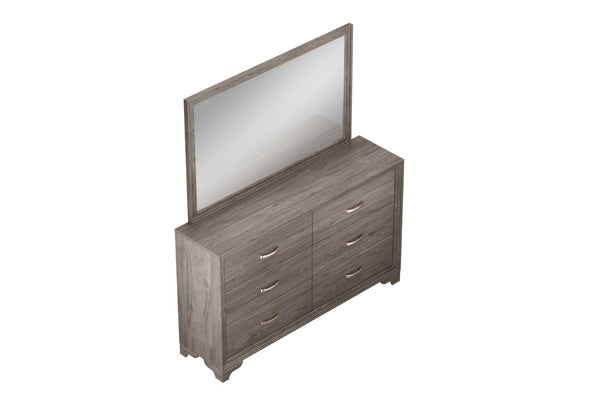 English Elm Modern Six Drawer Wood Dresser with Gold Hardware and Sculptural Legs for Bedroom B011P448745