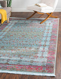 Unique Loom Baracoa Almendares Machine Made Border Rug Blue, Ivory/Red/Turquoise/Pink/Yellow 8' 4" x 10' 0"