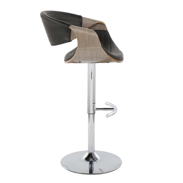 English Elm Mid-century Tufted Faux Leather Swivel Barstools with Chrome Base Set of 2 B202S01020