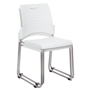 OSP Home Furnishings Sled Base Stackable Polyurethane Chair for Offices Lobbies and Classrooms White STC8302C2-11