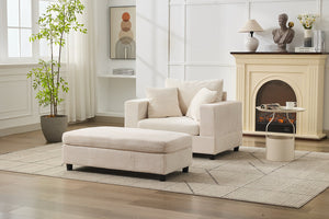 English Elm Chaise Lounge Chair With Removable Ottoman - Modern Upholstered Sleeper Couch For Living Room Comfort W1170P353046