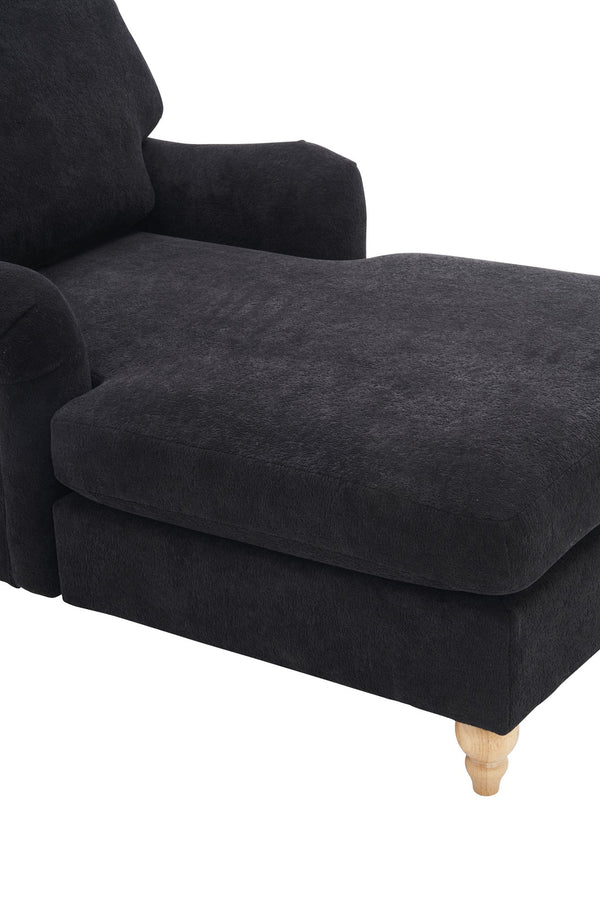 English Elm Modern Mid-Century Oversized Chaise Lounger Sofa Bed with Solid Wood Legs, Deep Seat Comfort Sleeper Black W2363S00068