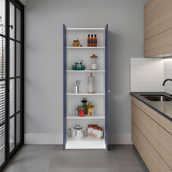 English Elm Kronos Stylish Two-Tone Wall Cupboard with Five Shelves, Concealed Doors for Clutter-Free Storage B062P389913