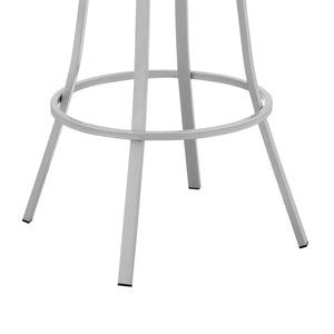 English Elm Wyden 30" Swivel Faux Leather Bar Stool with Brushed Metal Base, 360° Rotation, Footrest White B2736P268599