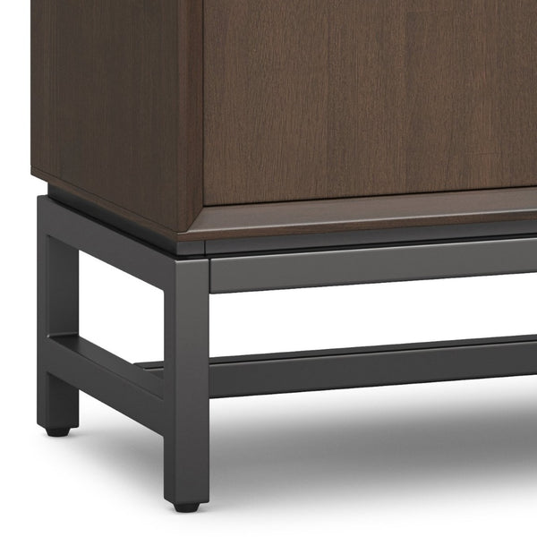 English Elm Banting Solid Wood Low Profile Cabinet Walnut Finish Metal Base Living Room Storage B136P436057