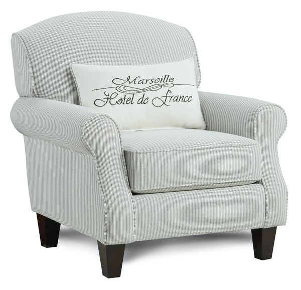 Fusion Dizzy Francaise Ebony Accent Chair - Stylish, Stain-resistant Design With Reversible Cushion Comfort Black,White Ws,100% Polypropylene 532-kp Ticking Stripe Ebony Accent Chair