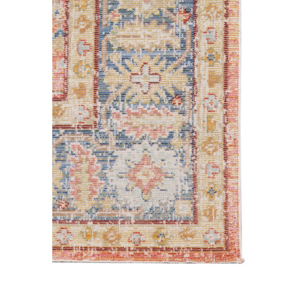 HomeRoots 9' Coral and Blue Oriental Area Rug - Classic Design, Durable, Easy-Care, Perfect for Large Spaces 9' X 13' 532000