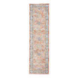 Homeroots 8' Blue Gold And Orange Floral Power Loom Runner Rug  Polyester 532001