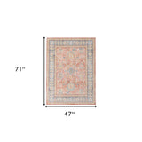 Homeroots 4' X 6' Blue Gold And Orange Floral Power Loom Area Rug  Polyester 532002