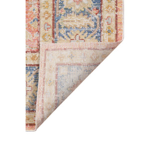 HomeRoots 9' Coral and Blue Oriental Area Rug - Classic Design, Durable, Easy-Care, Perfect for Large Spaces 5' X 8' 532003
