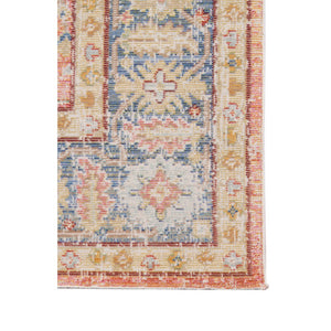 HomeRoots 9' Coral and Blue Oriental Area Rug - Classic Design, Durable, Easy-Care, Perfect for Large Spaces 8' X 10' 532004
