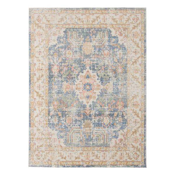 HomeRoots 9' Coral and Blue Floral Area Rug - Elegant, Durable Design for High-Traffic Spaces and Timeless Style 9' X 13' 532005