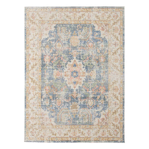 HomeRoots 9' Coral and Blue Floral Area Rug - Elegant, Durable Design for High-Traffic Spaces and Timeless Style 5' X 8' 532008