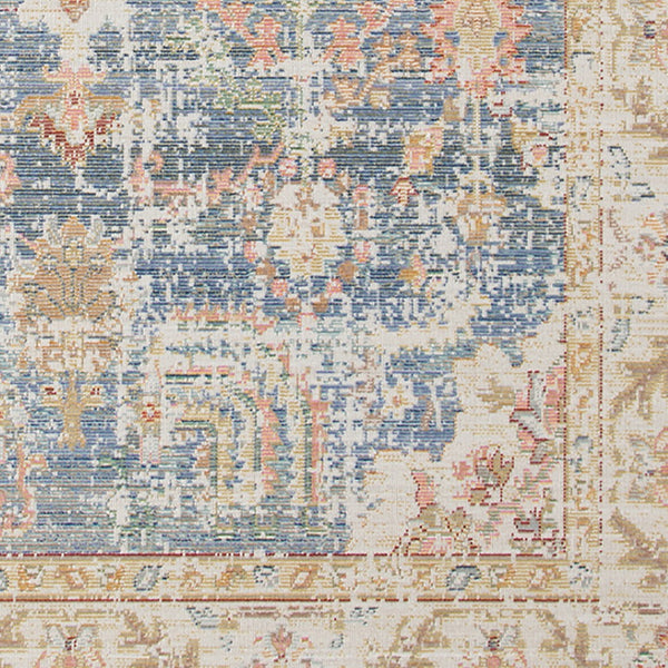 HomeRoots 9' Coral and Blue Floral Area Rug - Elegant, Durable Design for High-Traffic Spaces and Timeless Style 5' X 8' 532008