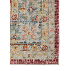 HomeRoots 9' Timeless Ivory Red and Blue Medallion Area Rug for Classic Elegance and Durable Comfort 8' X 10' 532014