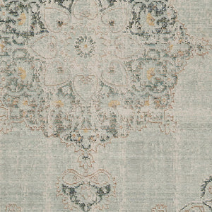 HomeRoots 9' Timeless Ivory Red and Blue Medallion Area Rug for Classic Elegance and Durable Comfort 9' X 13' 532015