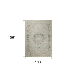 HomeRoots 9' Timeless Ivory Red and Blue Medallion Area Rug for Classic Elegance and Durable Comfort 9' X 13' 532015