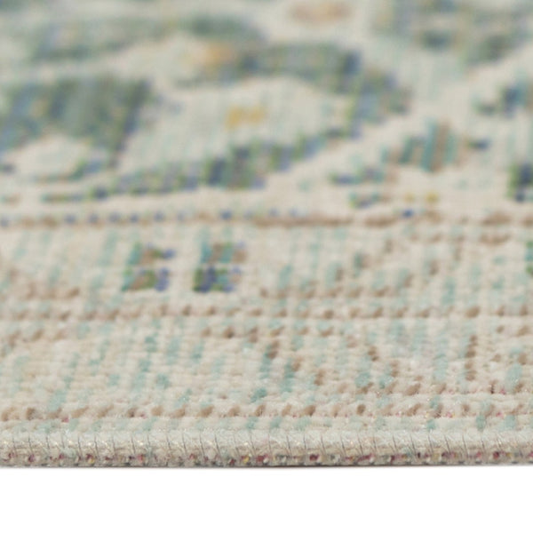 HomeRoots 9' Timeless Ivory Red and Blue Medallion Area Rug for Classic Elegance and Durable Comfort 5' X 8' 532018