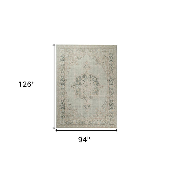 HomeRoots 9' Timeless Ivory Red and Blue Medallion Area Rug for Classic Elegance and Durable Comfort 8' X 10' 532019