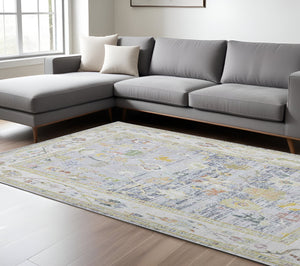 Homeroots 9' X 13' Charcoal And Ivory Floral Power Loom Area Rug  Polyester 532020