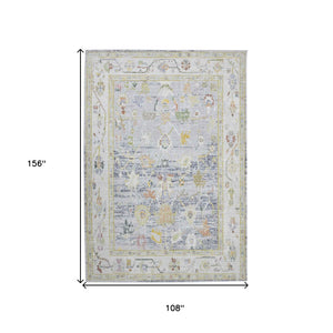 Homeroots 9' X 13' Charcoal And Ivory Floral Power Loom Area Rug  Polyester 532020