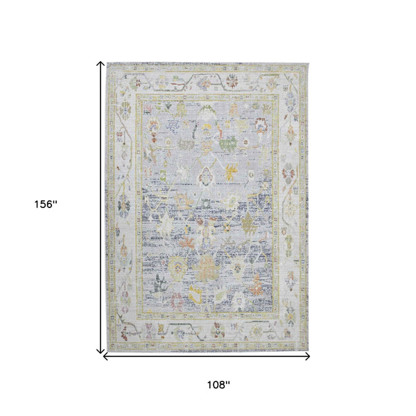 Homeroots 9' X 13' Charcoal And Ivory Floral Power Loom Area Rug  Polyester 532020