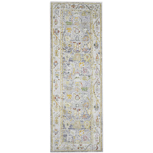 Homeroots 8' Charcoal And Ivory Floral Power Loom Runner Rug  Polyester 532021