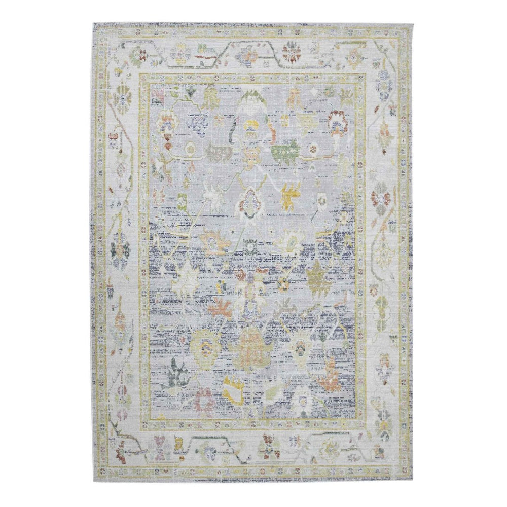 HomeRoots 9' Elegant Floral Area Rug in Ivory, Blue & Green - Durable, Timeless Style for Any Room Decor 5' X 8' 532023