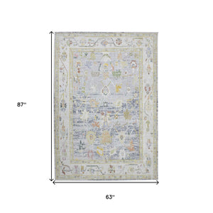 Homeroots 5' X 8' Charcoal And Ivory Floral Power Loom Area Rug  Polyester 532023
