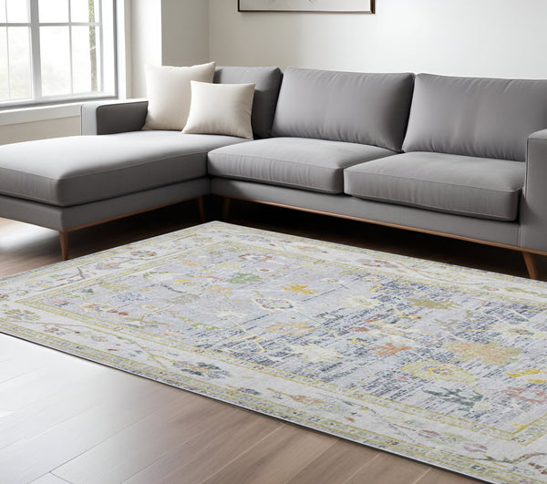 Homeroots 8' X 10' Charcoal And Ivory Floral Power Loom Area Rug  Polyester 532024