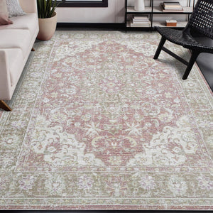 HomeRoots 9' Elegant Pink and Gray Medallion Area Rug – Perfect for Living Rooms, Bedrooms, and Dining Spaces 9' X 13' 532025