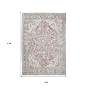 HomeRoots 9' Elegant Pink and Gray Medallion Area Rug – Perfect for Living Rooms, Bedrooms, and Dining Spaces 9' X 13' 532025