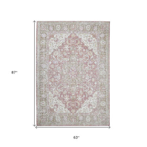 HomeRoots 9' Elegant Pink and Gray Medallion Area Rug – Perfect for Living Rooms, Bedrooms, and Dining Spaces 5' X 8' 532028